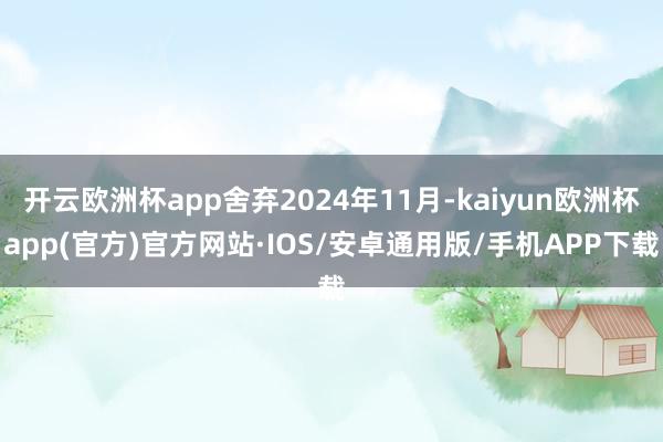 开云欧洲杯app舍弃2024年11月-kaiyun欧洲杯app(官方)官方网站·IOS/安卓通用版/手机APP下载